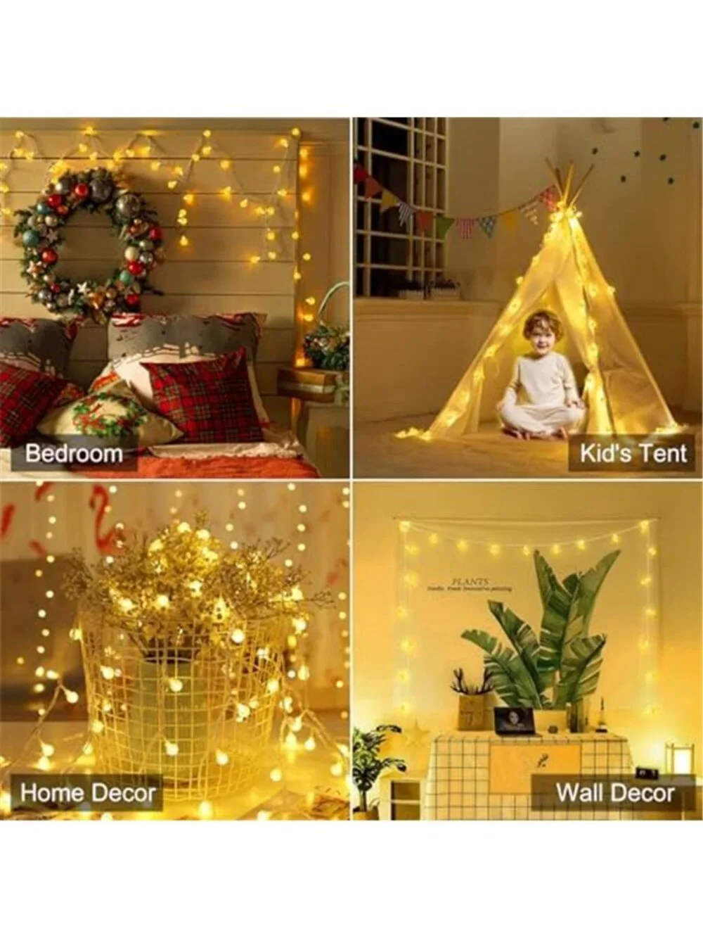 Globe String Lights - Plug in 33 ft 100 LED Crystal Globe Fairy Lights